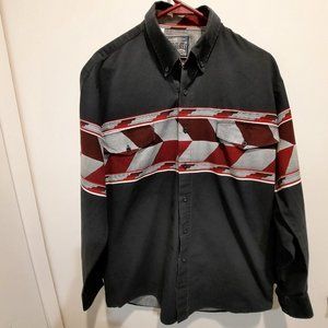 Western Essentials By Karman Shirt Adult Large Button Down  VTG Mens Black